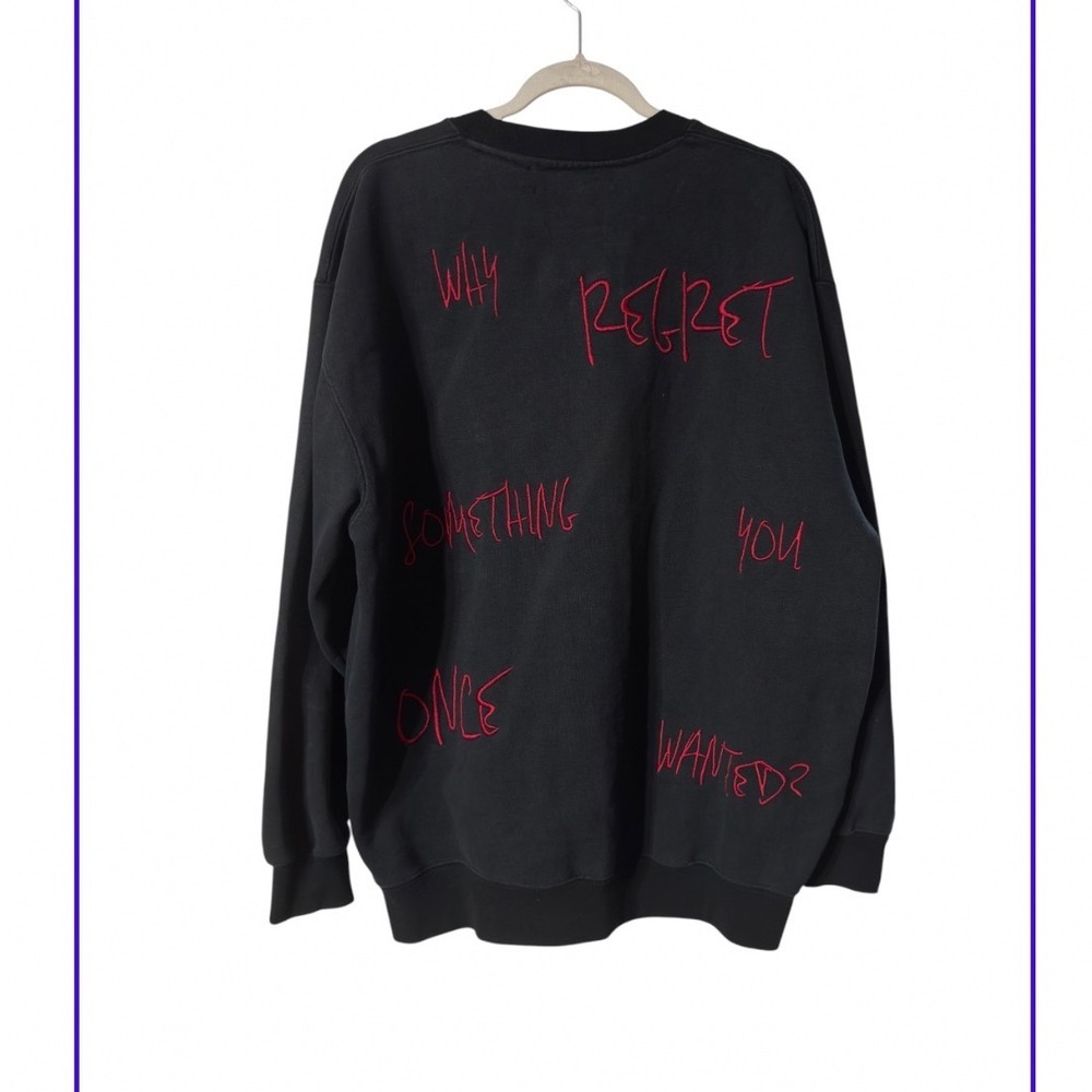Tuff Crowd Phase 2 Why Regret Something Crewneck Sweatshirt Black Red Mens L